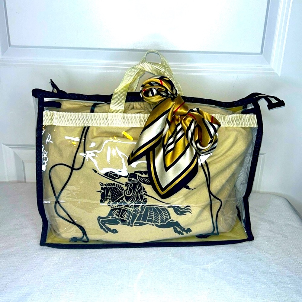 Burberry Gladstone Brown & Yellow House Check Leather Satchel Tote bag lock key - Picture 17 of 17